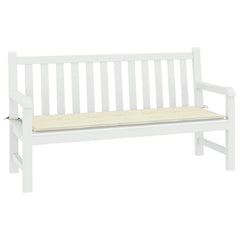 Cream garden bench cushion in Oxford fabric, 78.7x19.7x1.6 inches, with ties.