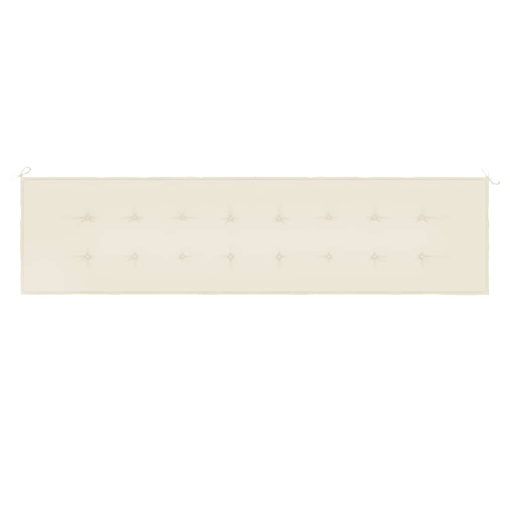 Cream-colored Oxford fabric garden bench cushion with button tufting and hanging ties, 78.7x19.7x1.6 inches.