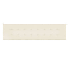Cream-colored Oxford fabric garden bench cushion with button tufting and hanging ties, 78.7x19.7x1.6 inches.