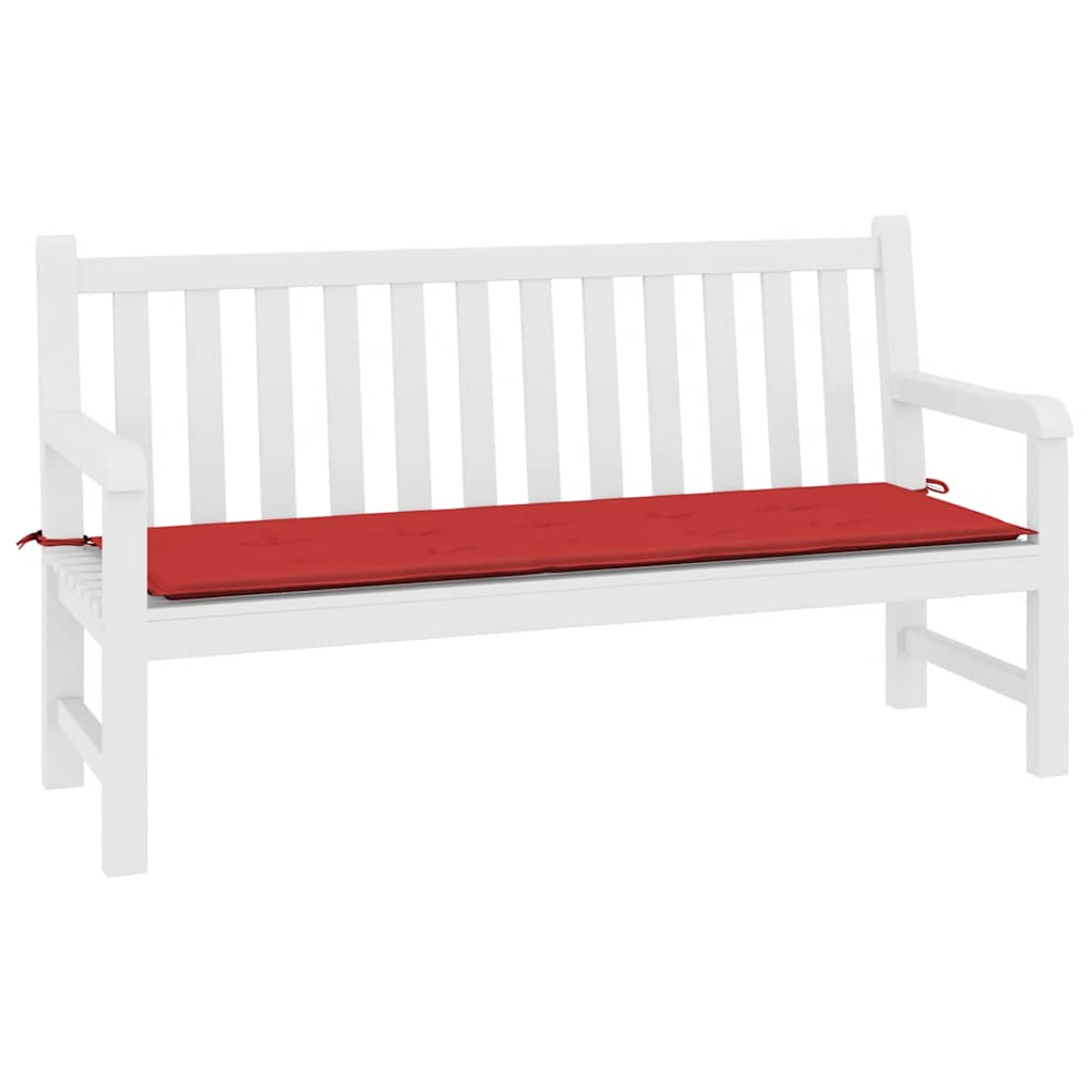 Red Oxford fabric garden bench cushion, 78.7x19.7x1.6 inches, with ties.