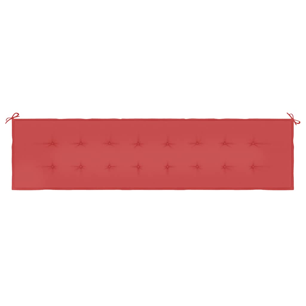 Red Oxford fabric garden bench cushion, 78.7x19.7x1.6 inches, with ties.
