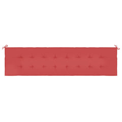 Red Oxford fabric garden bench cushion, 78.7x19.7x1.6 inches, with ties.