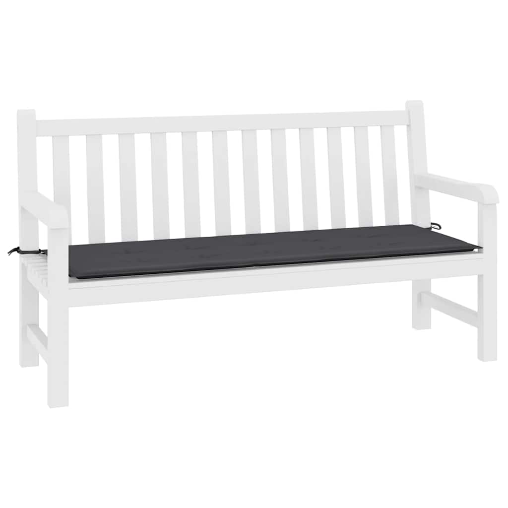 Anthracite Oxford fabric garden bench cushion, 78.7x19.7x1.6 inches, with ties.