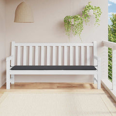 Anthracite Oxford fabric garden bench cushion, 78.7x19.7x1.6 inches, on white bench.