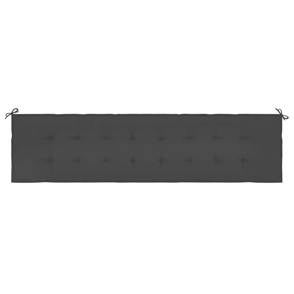 Black garden bench cushion in Oxford fabric, 78.7x19.7x1.6 inches, with ties.