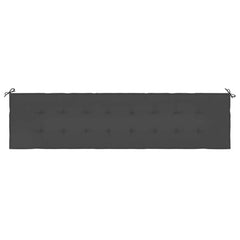 Black garden bench cushion in Oxford fabric, 78.7x19.7x1.6 inches, with ties.