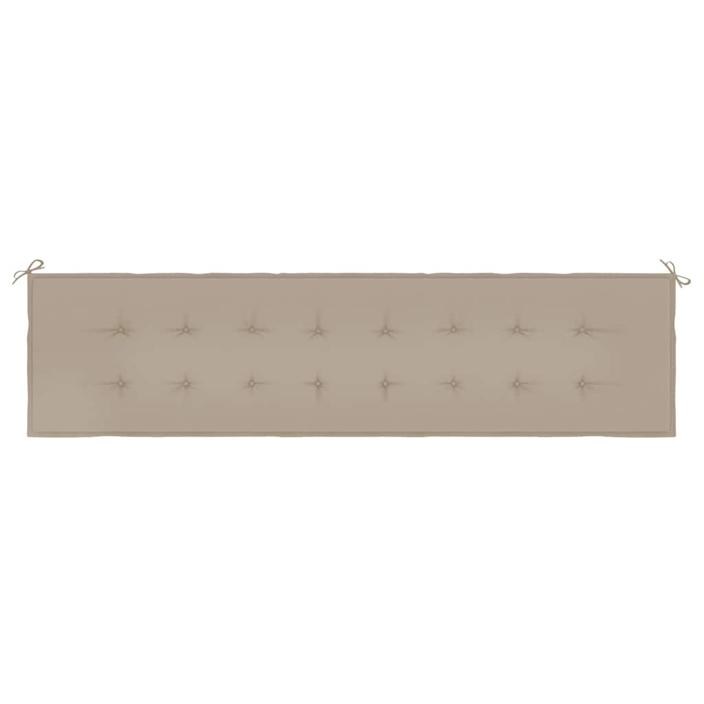 Taupe Oxford fabric garden bench cushion, 78.7x19.7x1.6in, with ties.