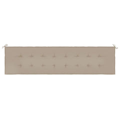 Taupe Oxford fabric garden bench cushion, 78.7x19.7x1.6in, with ties.