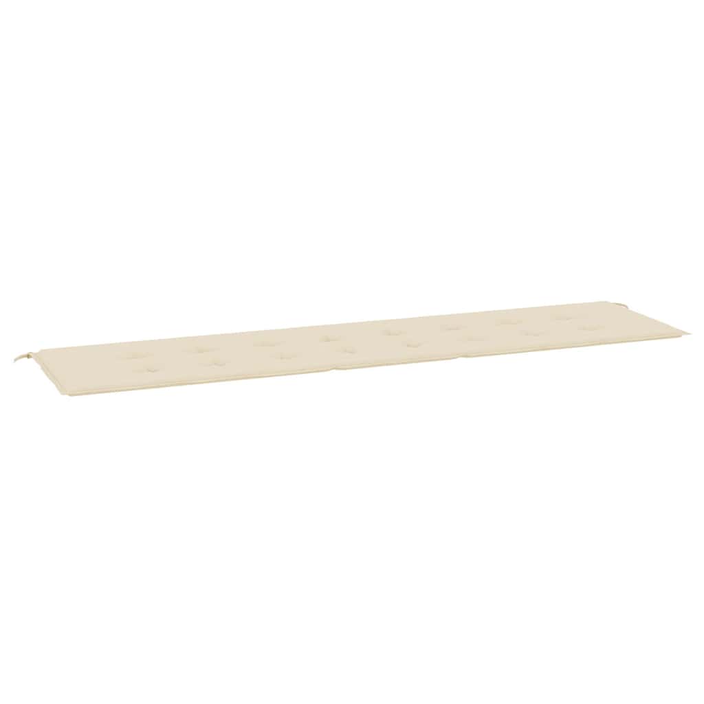 Beige garden bench cushion made of Oxford fabric, measuring 78.7x19.7x1.6 inches with ties.