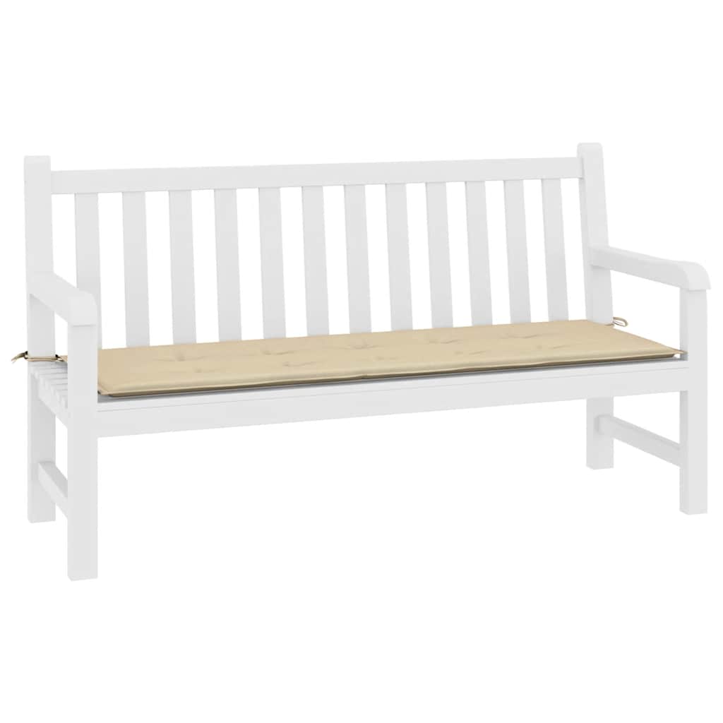Beige Bostome garden bench cushion in Oxford fabric, 78.7x19.7x1.6 inches, with ties.