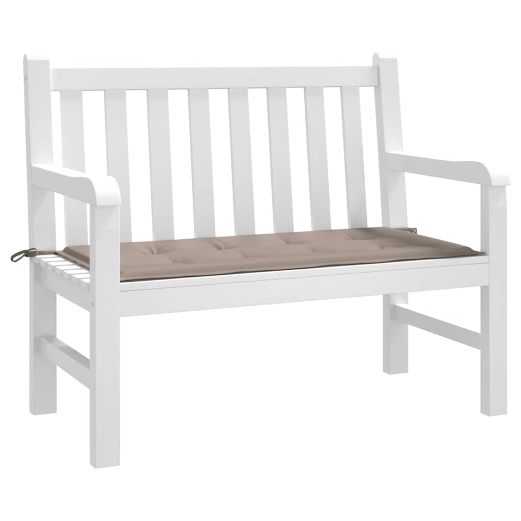 Taupe Bostome garden bench cushion in Oxford fabric, 39.4x19.7x1.6 inches, with ties.