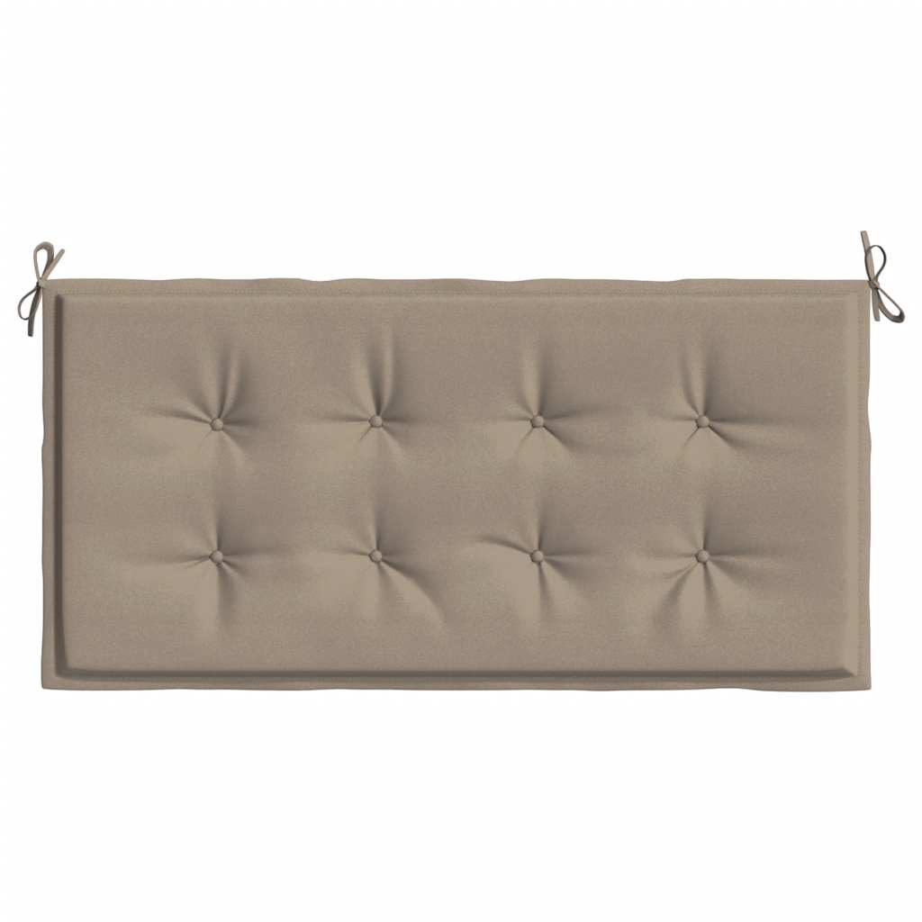 Taupe Bostome garden bench cushion in Oxford fabric, 39.4x19.7x1.6 inches, with ties.