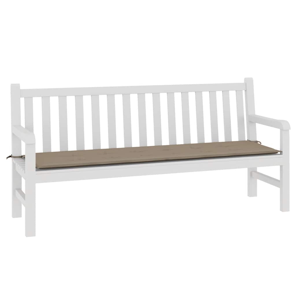 Taupe Bostome garden bench cushion in Oxford fabric, 70.9x19.7x1.6 inches, with ties.