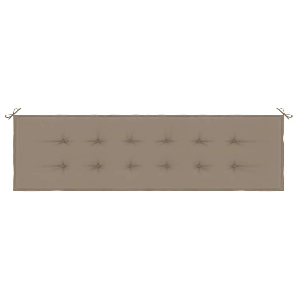 Taupe Bostome garden bench cushion in Oxford fabric, 70.9x19.7x1.6 inches, with ties.