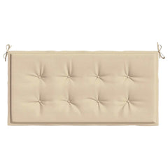 Beige Oxford fabric garden bench cushion with tufting and corner ties, 39.4x19.7x1.6 inches.