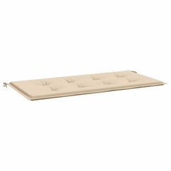 Beige garden bench cushion in Oxford fabric, 47.2x19.7x1.6 inches, with ties.