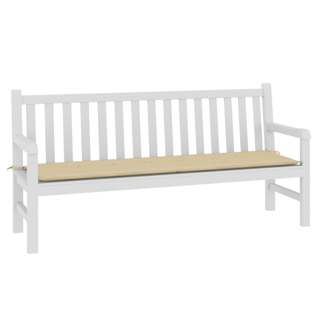 Beige Oxford fabric garden bench cushion, 70.9x19.7x1.2 inches, with ties.