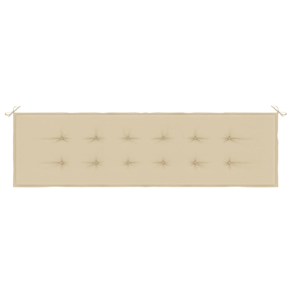 Beige Oxford fabric garden bench cushion, 70.9x19.7x1.2 inches, with ties.