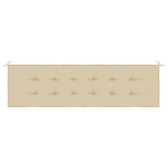 Beige Oxford fabric garden bench cushion, 70.9x19.7x1.2 inches, with ties.