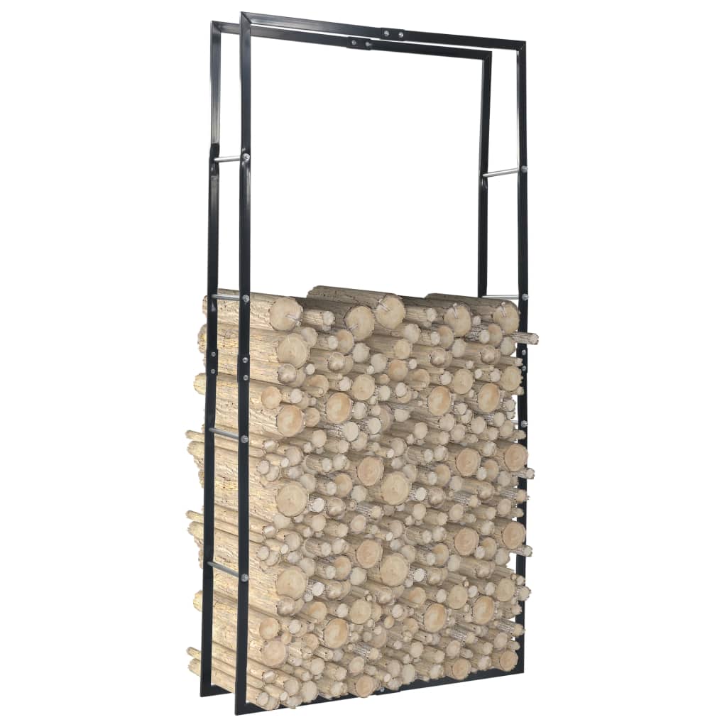 Firewood Rack Black 39.4x9.8x78.7 Steel