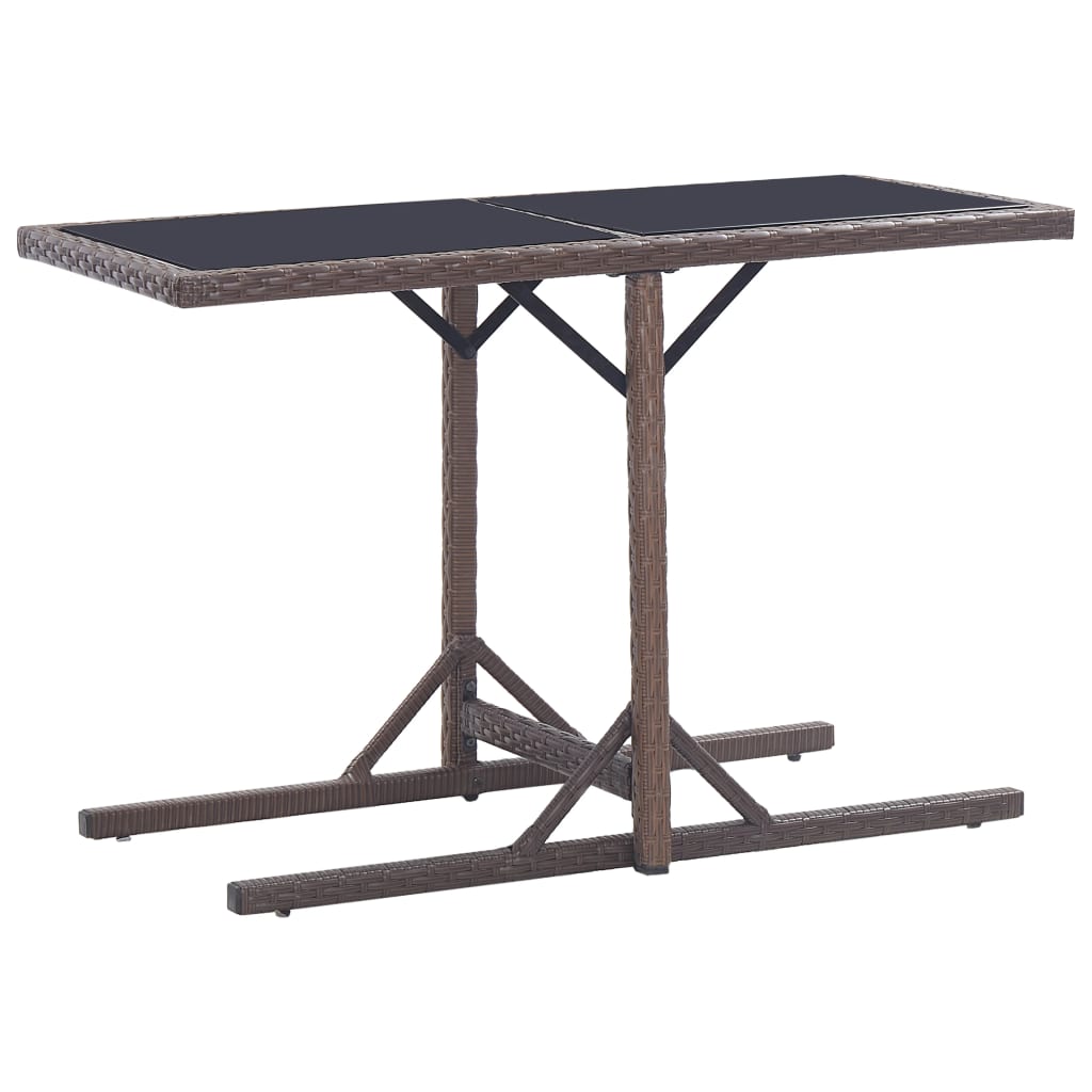 Outdoor Table Brown Poly rattan, powder-coated steel, glass Small