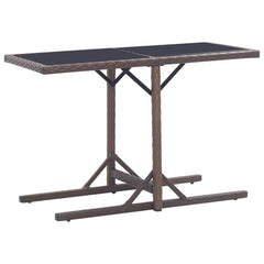 Outdoor Table Brown Poly rattan, powder-coated steel, glass Small