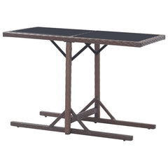 Outdoor Table Brown Poly rattan, powder-coated steel, glass Small