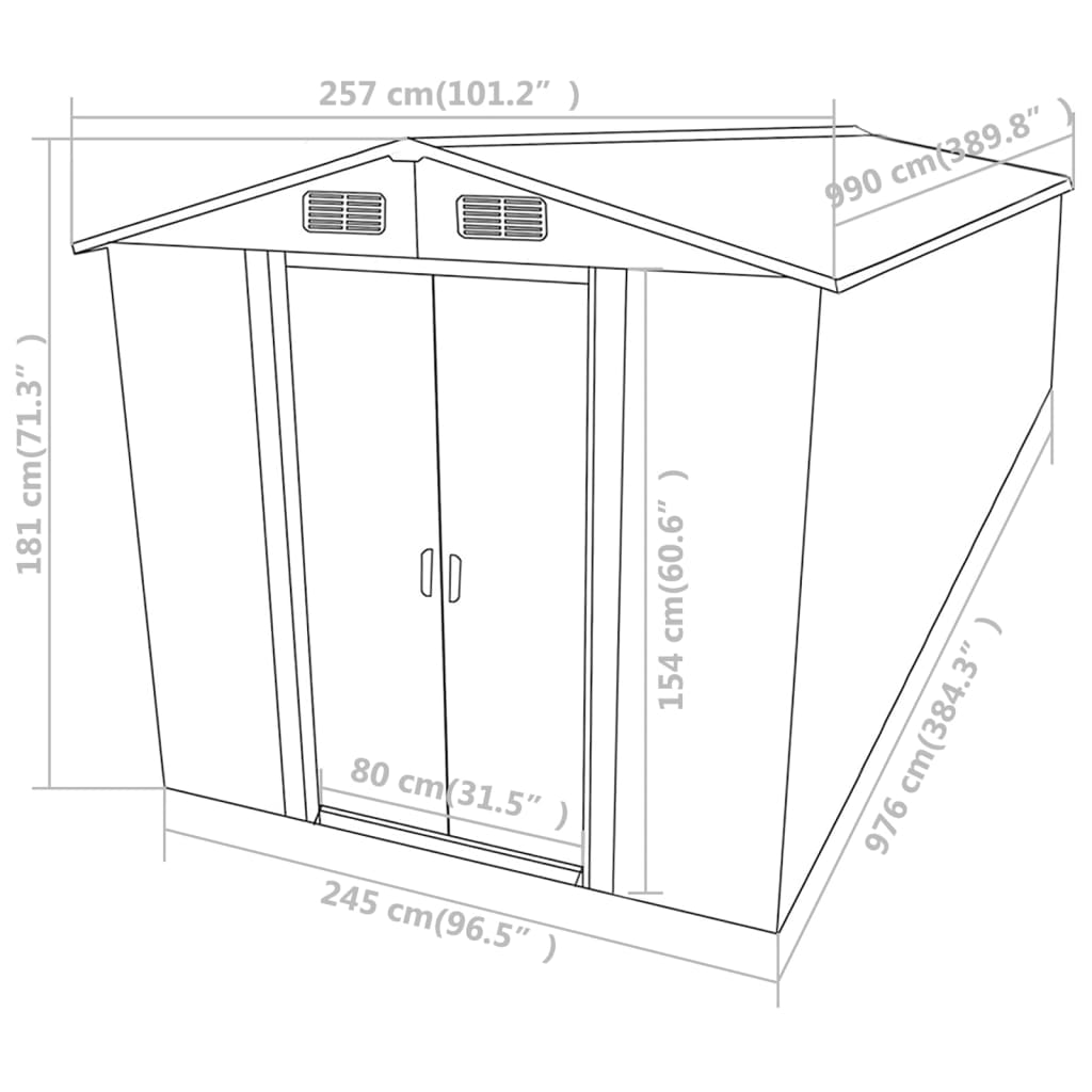 Garden Shed Brown 101.2x389.8x71.3 Galvanized steel