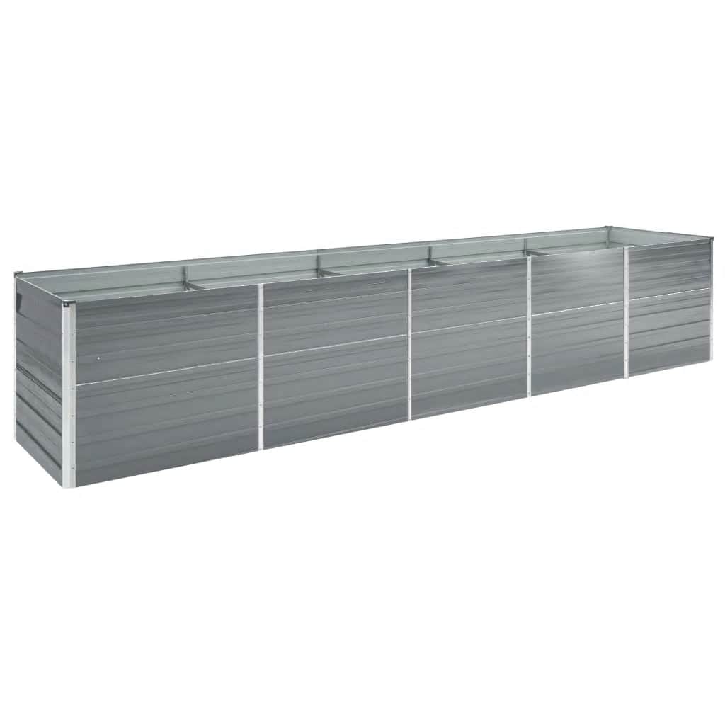 Raised Bed Grey Galvanized Steel 157.5 x 31.5 x 17.7 in Durable