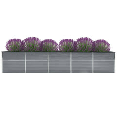 Raised Bed Grey Galvanized Steel 157.5 x 31.5 x 17.7 in Durable