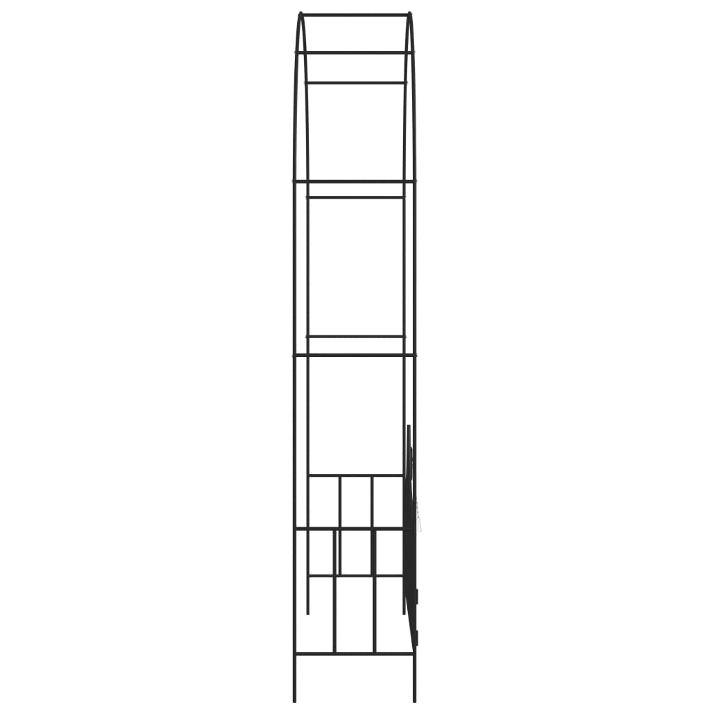Garden Arch with Gate Black 54.3x15.7x93.7 Iron