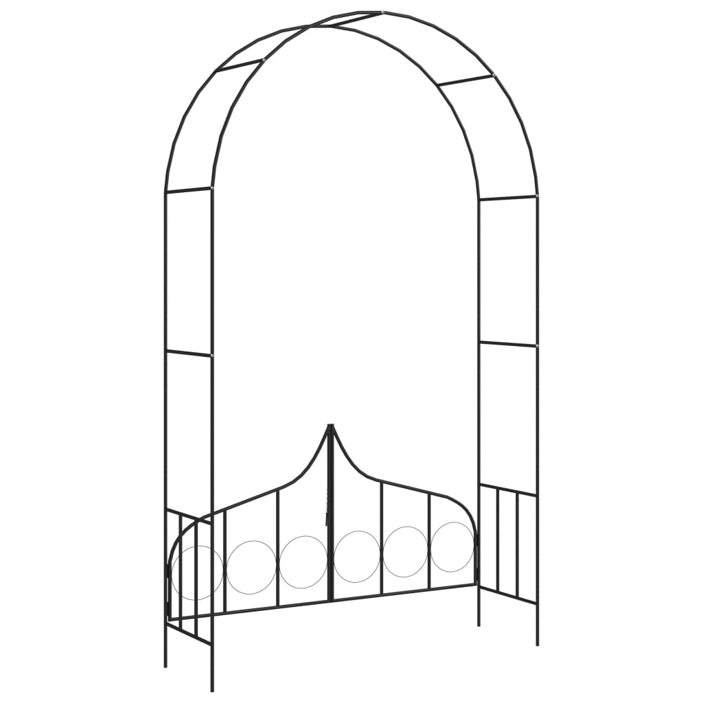 Garden Arch with Gate Black 54.3x15.7x93.7 Iron
