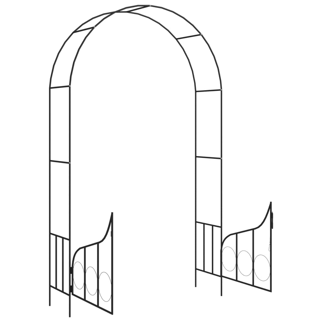 Garden Arch with Gate Black 54.3x15.7x93.7 Iron