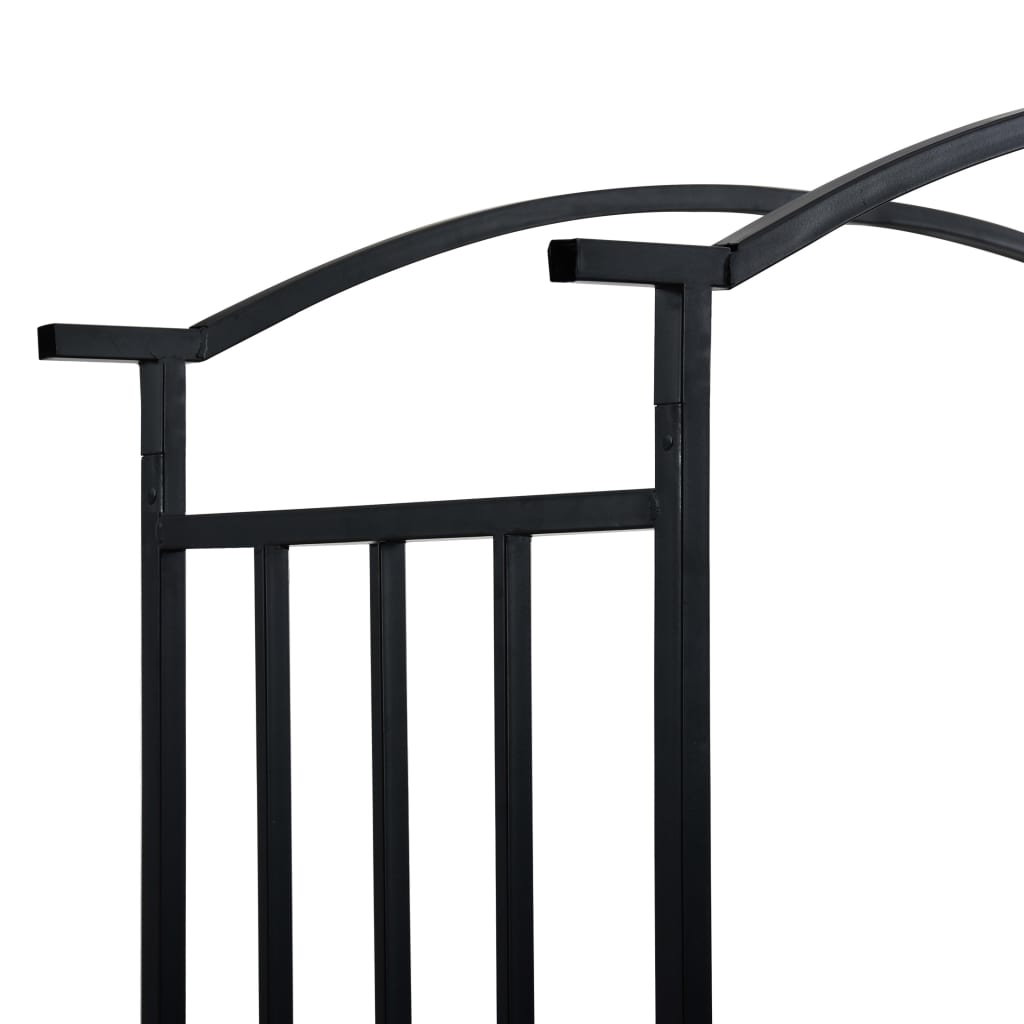 Garden Arch with Bench Black 50.4x19.7x81.5 Iron