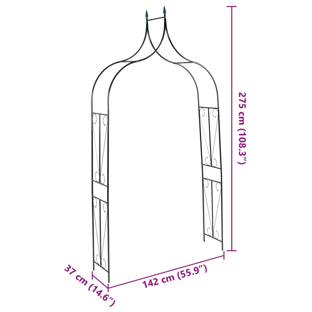Garden Arch Dark Green 47.2x15x101.6 Iron