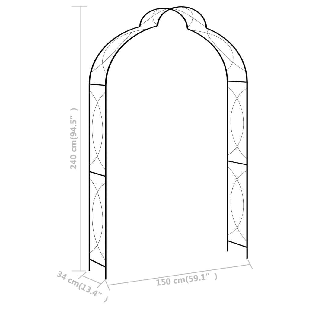 Garden Arch Black 59.1x13.4x94.5 Iron