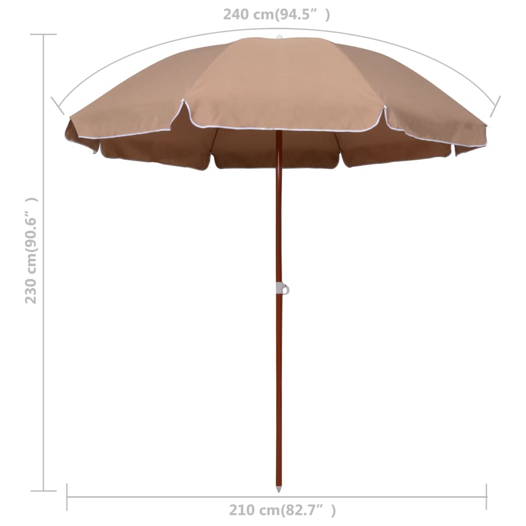 Garden Parasol with Steel Pole 94.5 Taupe