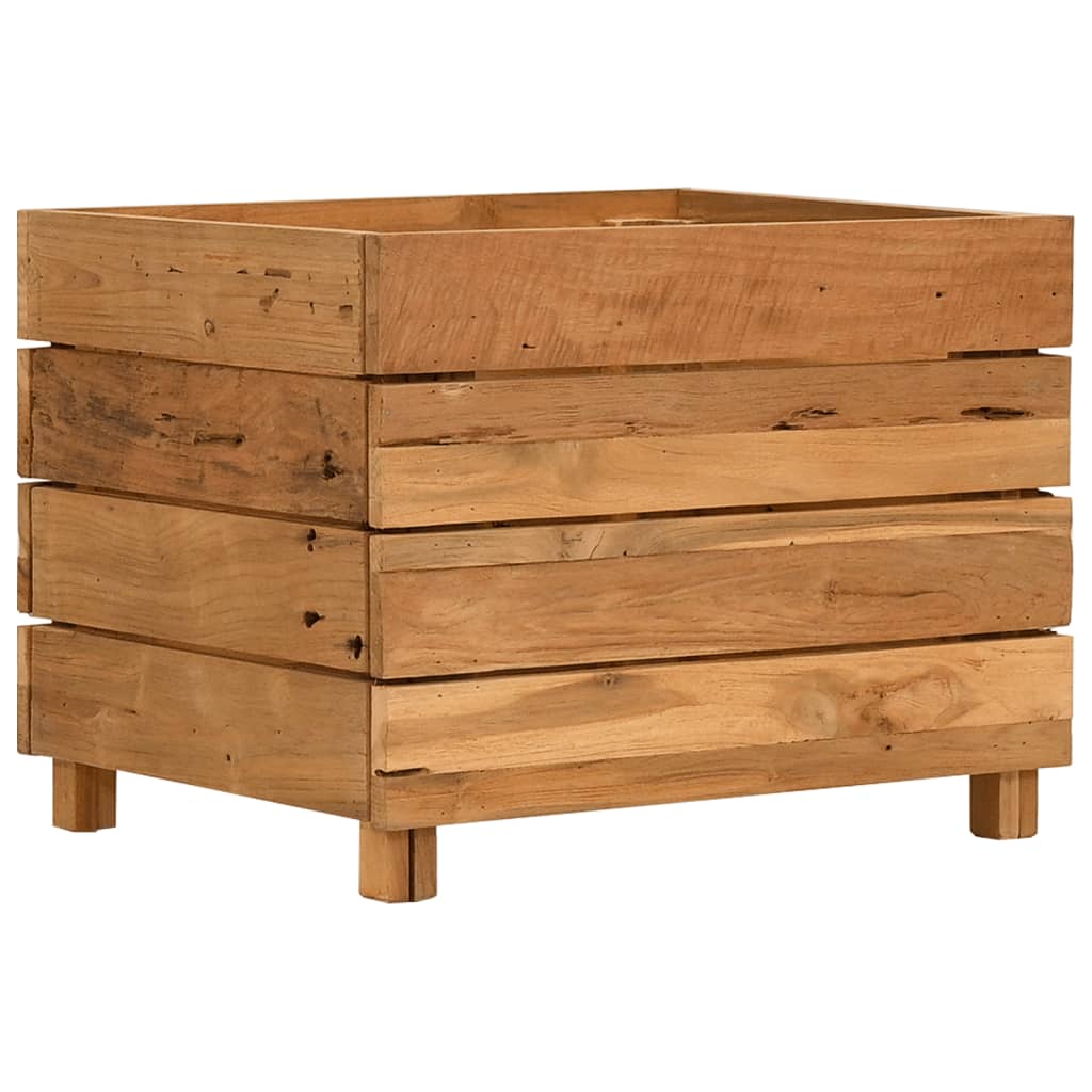 Raised Bed 19.7x15.7x15 Recycled Teak Wood and Steel