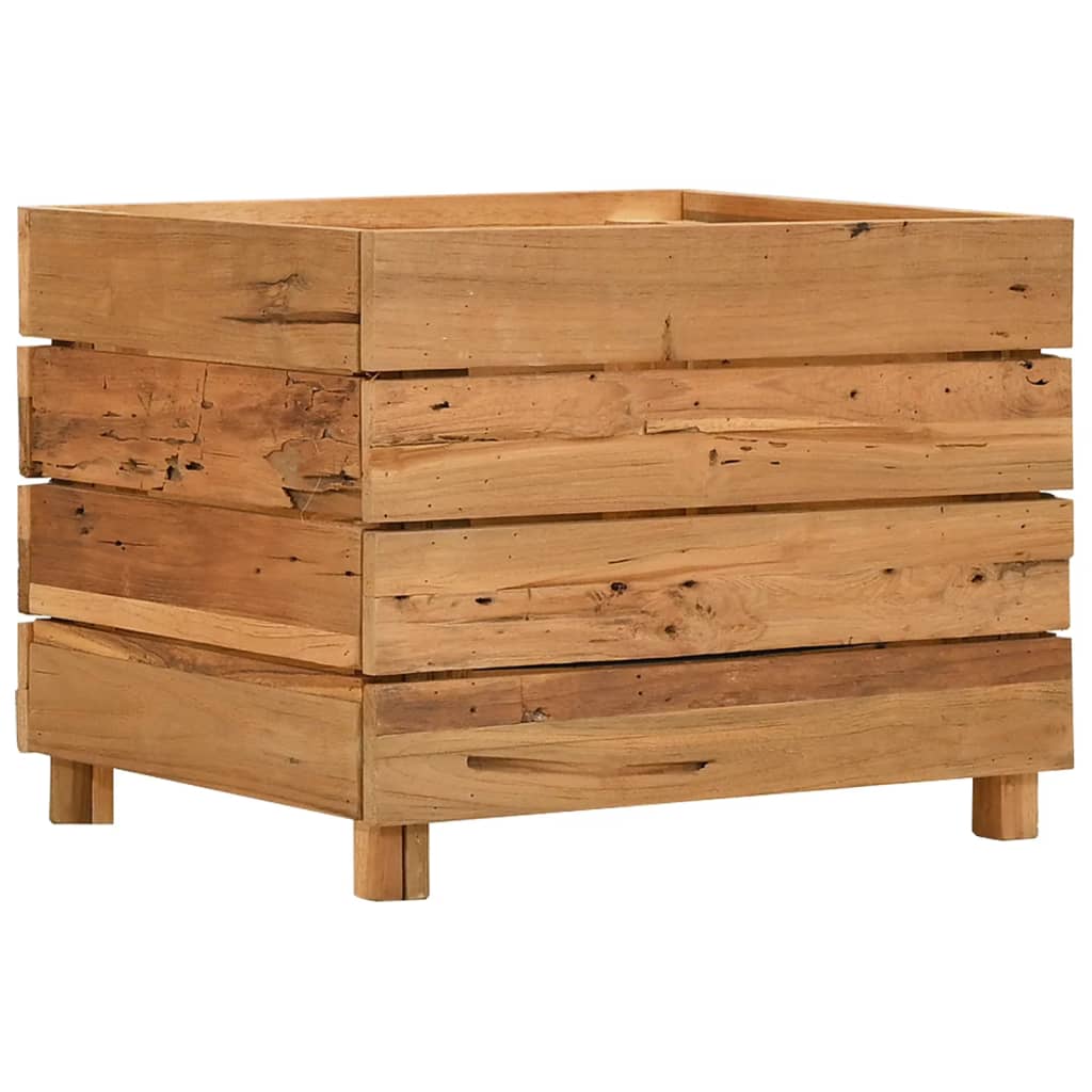 Raised Bed 19.7x15.7x15 Recycled Teak Wood and Steel