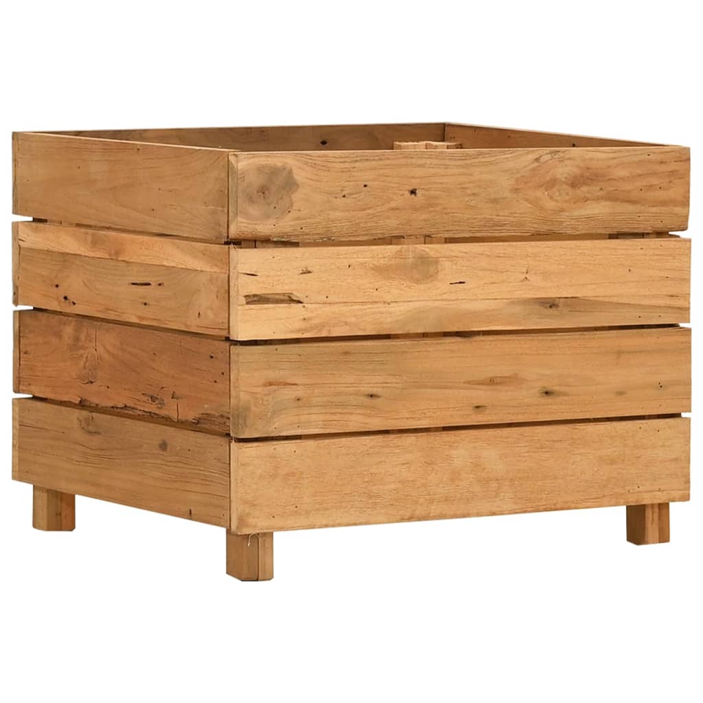 Raised Bed 19.7x15.7x15 Recycled Teak Wood and Steel