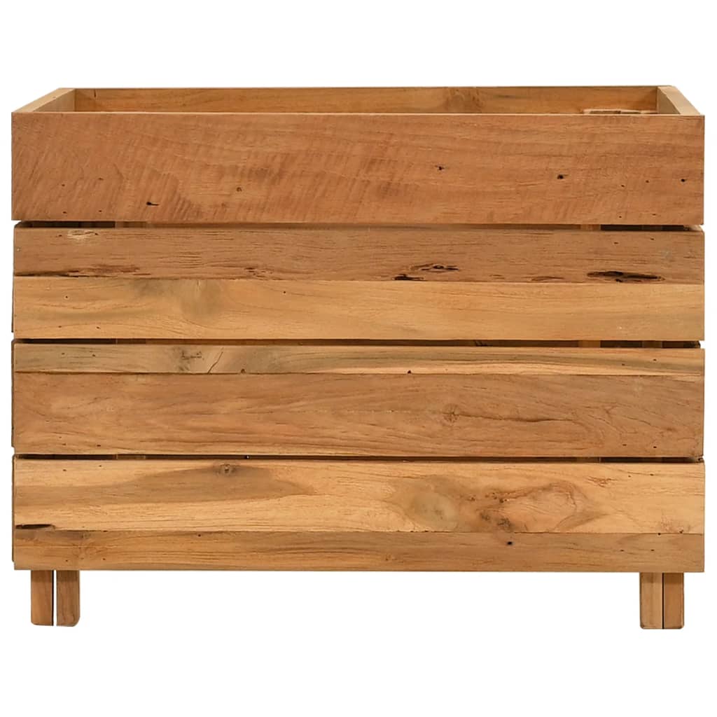 Raised Bed 19.7x15.7x15 Recycled Teak Wood and Steel