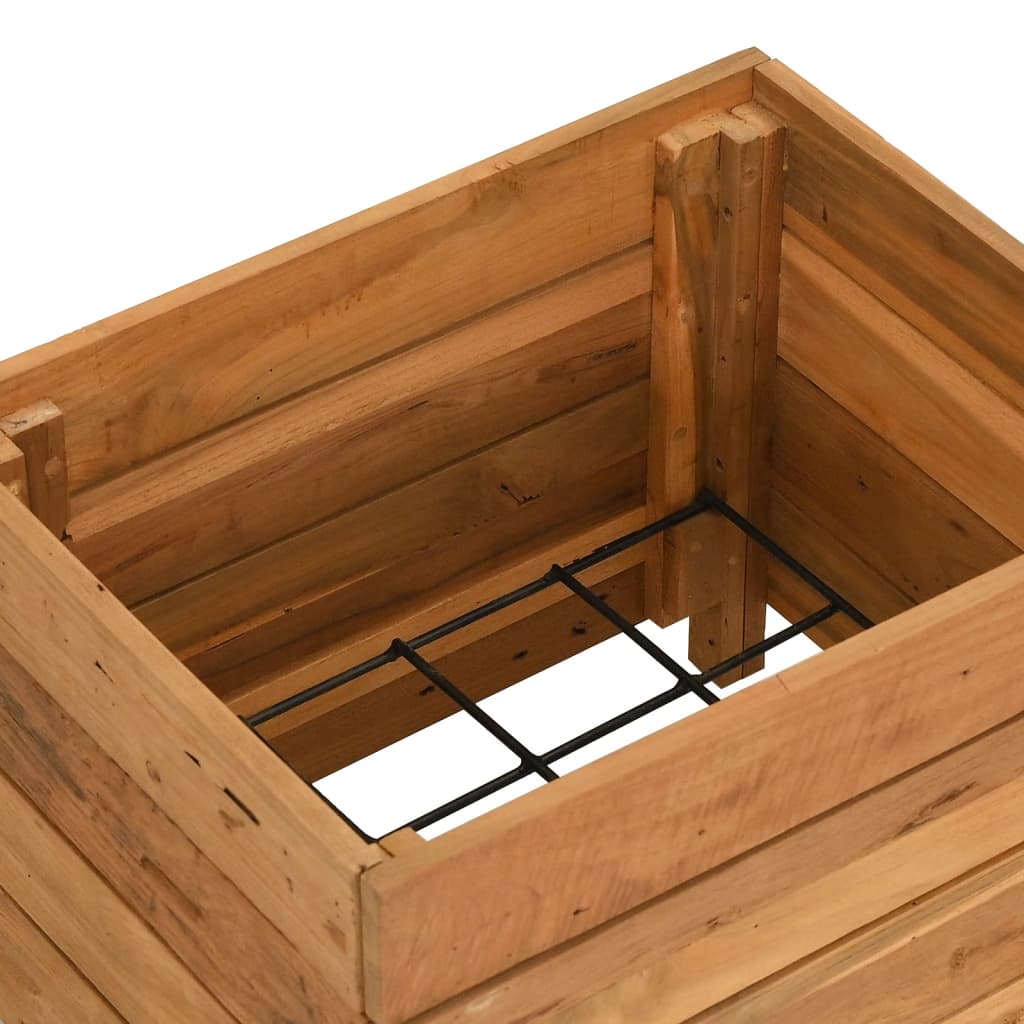 Raised Bed 19.7x15.7x15 Recycled Teak Wood and Steel