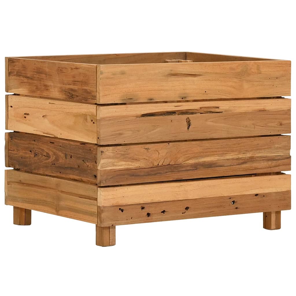 Raised Bed 19.7x15.7x15 Recycled Teak Wood and Steel