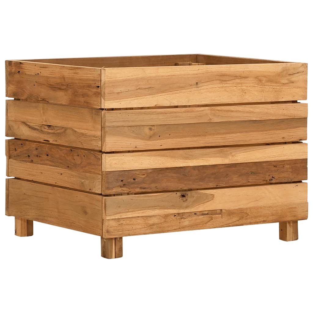 Raised Bed 19.7x15.7x15 Recycled Teak Wood and Steel