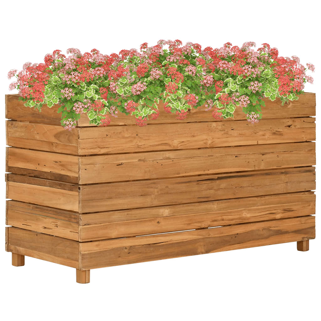 Raised Bed Natural Wood Recycled Teak Wood and Steel Medium