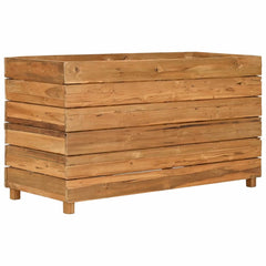 Raised Bed Natural Wood Recycled Teak Wood and Steel Medium