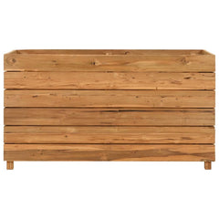 Raised Bed Natural Wood Recycled Teak Wood and Steel Medium