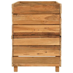 Raised Bed Natural Wood Recycled Teak Wood and Steel Medium