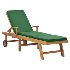 Sun Lounger Green cushion, Teak wood