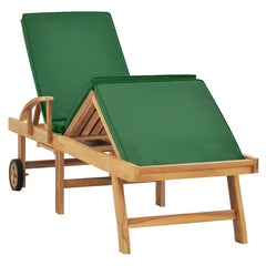Sun Lounger Green cushion, Teak wood